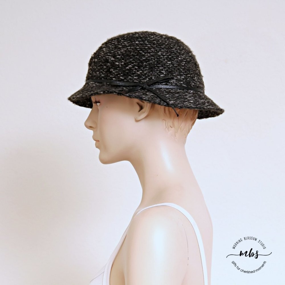 Indigo‎ Soul Knit Bucket Hat with Black Tie